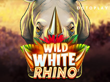 Превью игры Wild White Rhino с изображением белого носорога и африканской саванны